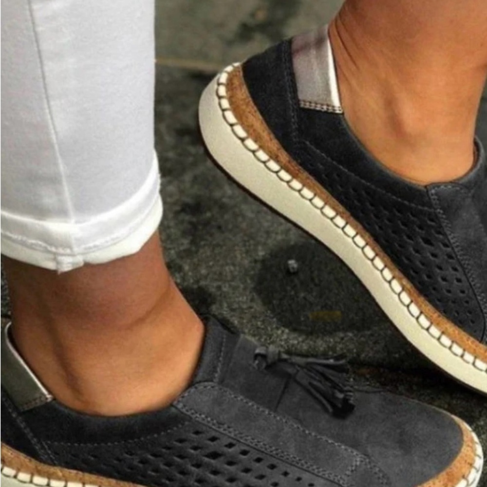 Women’s Charcoal Suede Slip-On Loafers with Tassel Accent